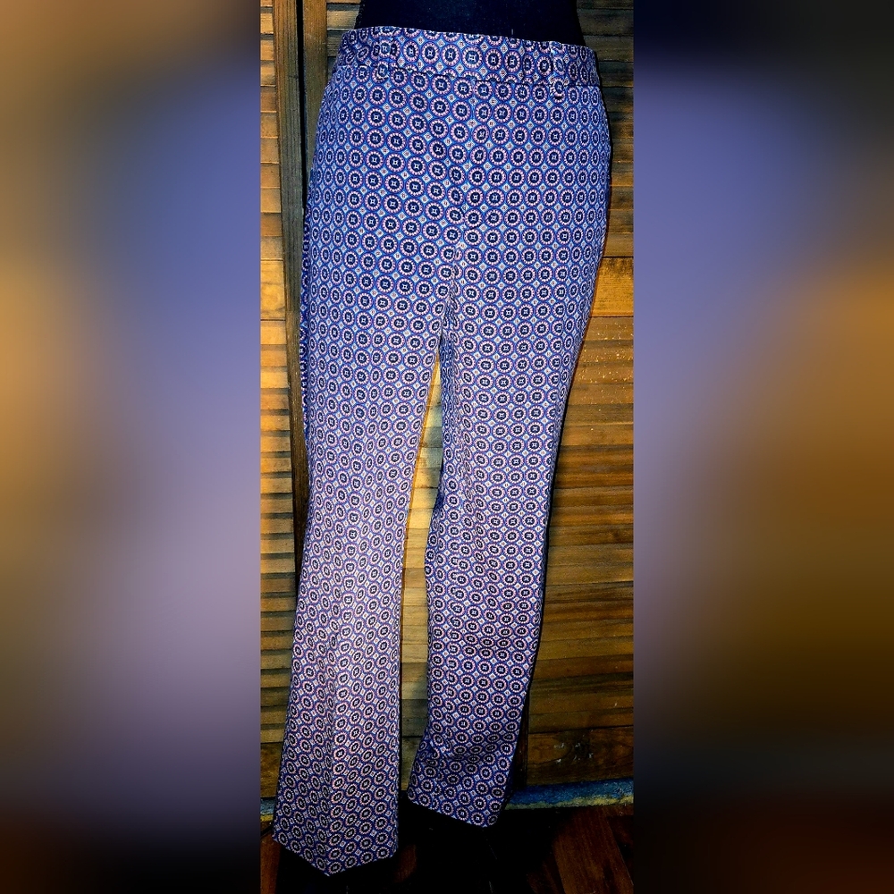 12P, Stylish Liz Clairborne's blue and white patterned pants.